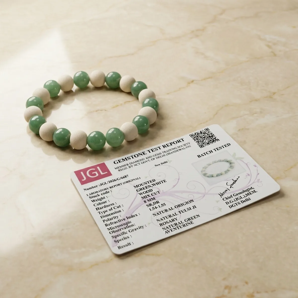 Green Aventurine & Tulsi Growth Bracelet