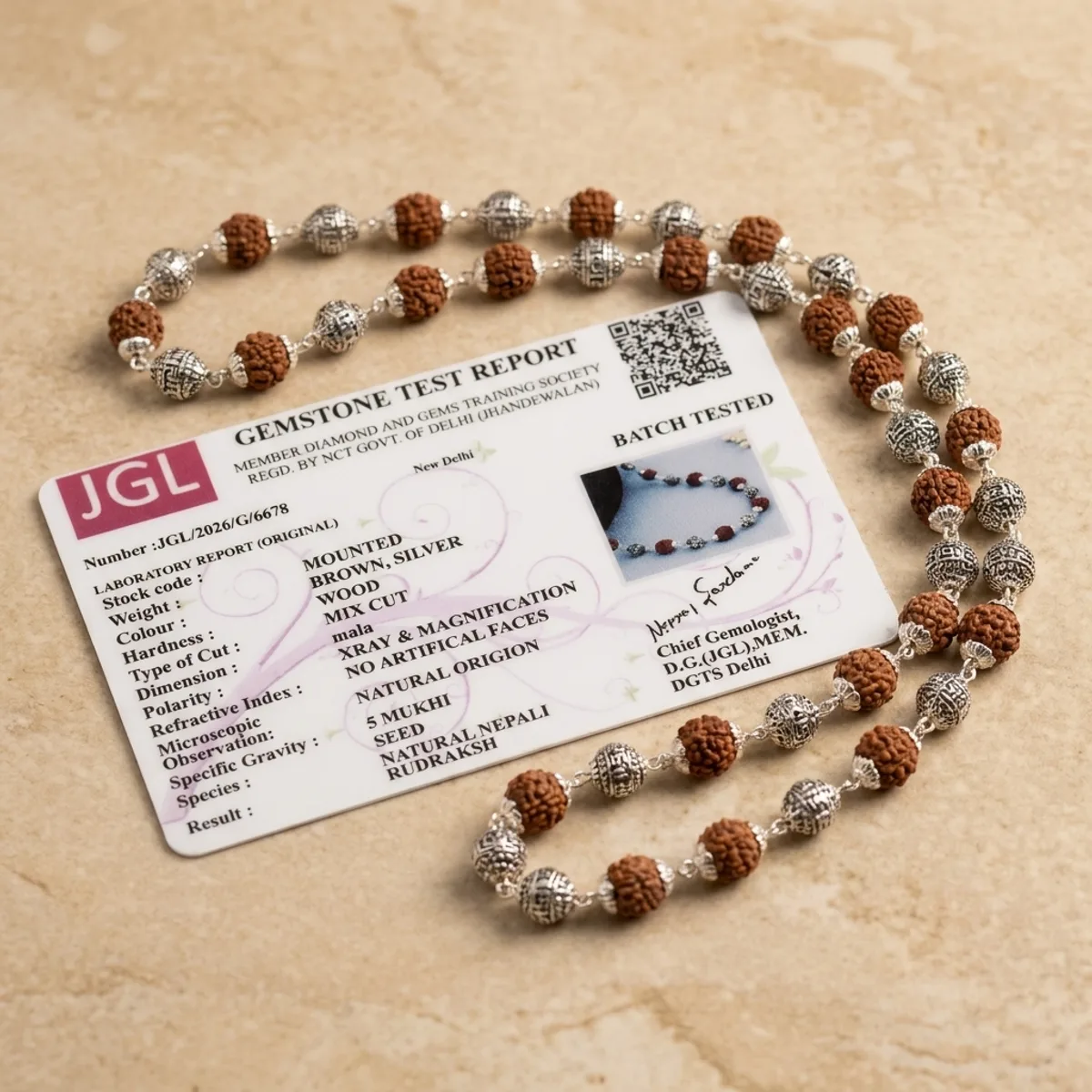 5 Mukhi Silver Plated Rudraksh Mala  — photo 1